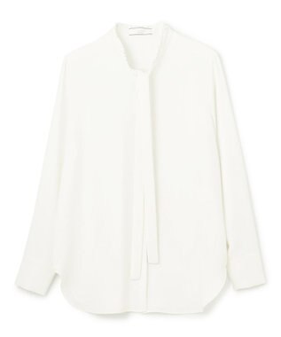 BEIGE， 【洗える・L-size】EVA / ボウタイロングスリーブブラウス White