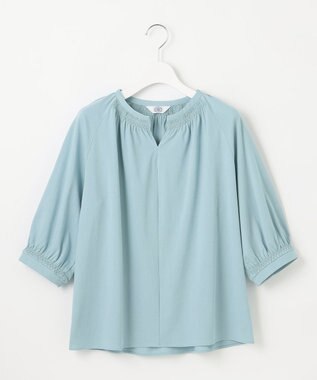 J.PRESS LADIES 【洗える】トリコットバイオ シャーリング カットソー ブルーグリーン系