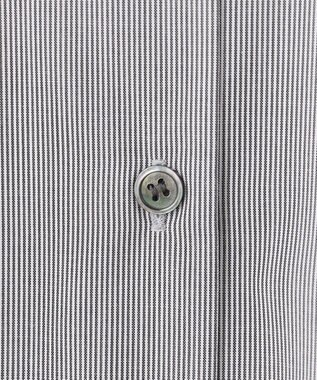 ICB 【洗える】 クリーンブロード バンドカラーシャツ ブラックストライプ系