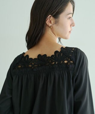 YECCA VECCA フラワーレースブラウス Black