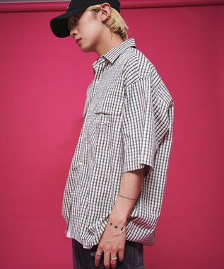 WEGO 【ユニセックス着用ITEM】ミニマムチェックロゴシャツ（SS） ホワイトチェック1