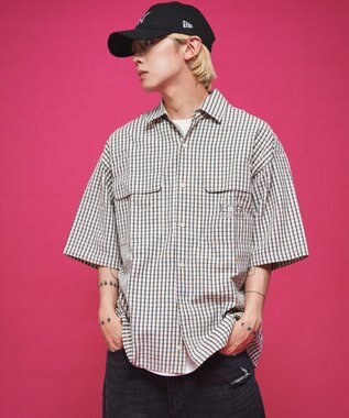 WEGO 【ユニセックス着用ITEM】ミニマムチェックロゴシャツ（SS） ホワイトチェック1