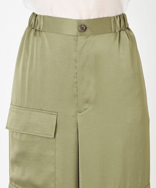 NAVE 【Nave・洗える/ウエストゴム】ヴィンテージサテン ワイドパンツ カーキ系