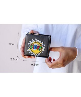 tsumori chisato CARRY ラブワッペン 2つ折り財布 ミニ財布 ブラック