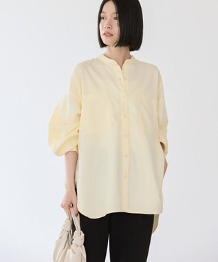 AMERICAN HOLIC イージーケアバンドカラーＷポケットロングシャツ Light Yellow