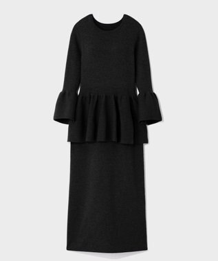 GRACE CONTINENTAL ペプラムニットワンピース ブラック