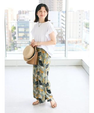 CRAFT STANDARD BOUTIQUE レーヨン柄プリントワイドパンツ Green