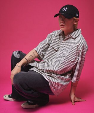 WEGO 【ユニセックス着用ITEM】ミニマムチェックロゴシャツ（SS） ホワイトチェック1