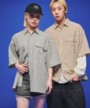 WEGO 【ユニセックス着用ITEM】ミニマムチェックロゴシャツ（SS） ホワイトチェック1