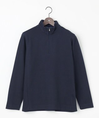 JOSEPH ABBOUD 【キングサイズ・快適な着心地・イージーケア】カノコダブルフェイス ハイネック ZIP プルオーバー ネイビー系