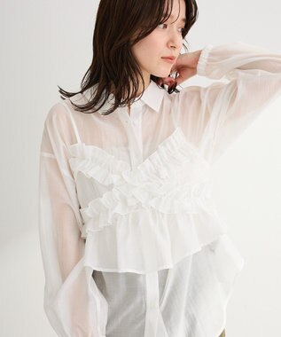 Green Parks 【WEB限定】ＳＥＴ２点フリルビスチェ＋シャツチュニックⅡ Ivory