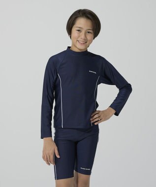 BEAMS SCHOOL ロング丈パンツ キッズ ネイビー×ホワイト