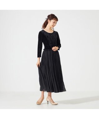 Chacott velour combi dress ブラック（ワッシャーベロア）