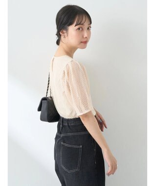 earth music&ecology 袖シアーレースプルオーバー Ivory