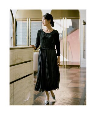 Chacott velour combi dress ブラック（ワッシャーベロア）