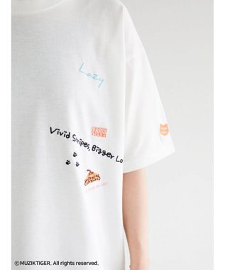 Green Parks ムジークタイガー／手書き風刺しゅうＴシャツ Off White