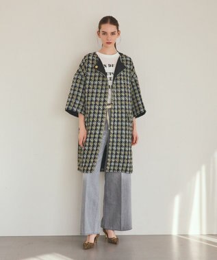 GRACE CONTINENTAL シャイニーツイードコート ネイビー