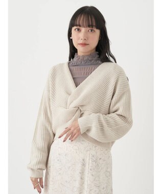 earth music&ecology ツイストデザインニット Ivory