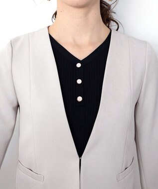 Tiaclasse L 【ダブルクロス】カラーレスジャケット グレージュ