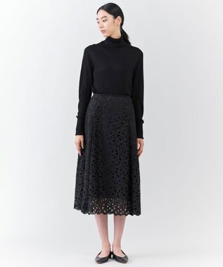 23区 L 【エステータ】ジオメトリックレース スカート ブラック系