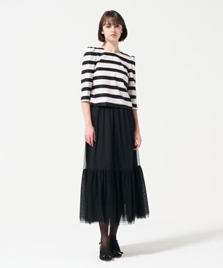 GRACE CONTINENTAL ボーダープリントトップ キナリ