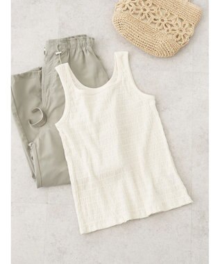 earth music&ecology シャーリングタンクトップ Off White