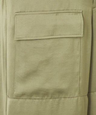 NAVE 【Nave・洗える/ウエストゴム】ヴィンテージサテン ワイドパンツ カーキ系