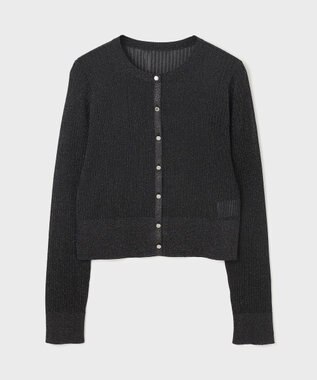 GRACE CONTINENTAL ラメリブシアーニットカーディガン ブラック