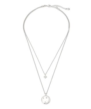 23区 クリスタル付き 2WAY コイン ネックレス シルバー系