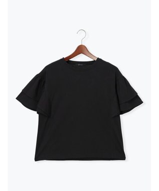 Te chichi 【接触冷感/遮熱/吸水速乾】フリルスリーブビッグTシャツ ブラック