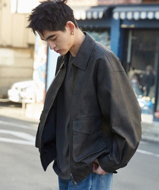 WEGO 【ユニセックス着用ITEM】PUダブルZIPフライトジャケット グレーその他