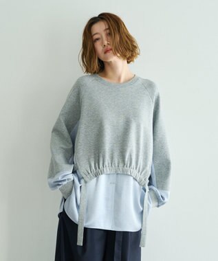 YECCA VECCA シャツレイヤードデザインプルオーバー Gray Mixture