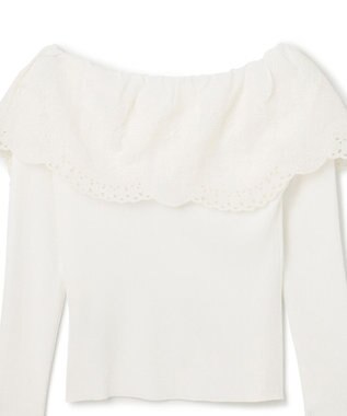 GRACE CONTINENTAL カットワークリブニットトップ ホワイト