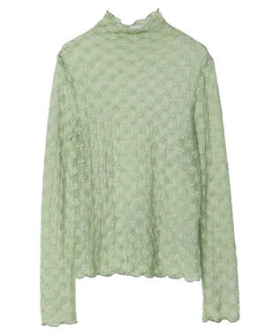 earth music&ecology ハイネックシアーフラワーインナー Mint Green