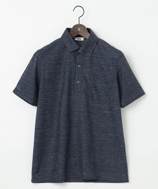 JOSEPH ABBOUD 【吸水速乾/軽量】リネンTOPピケ ポロシャツ ネイビー系