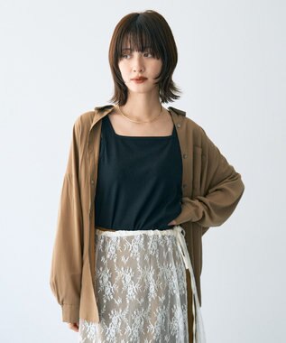 YECCA VECCA バックギャザーロングシャツ Dark Beige