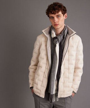 JOSEPH ABBOUD 【ピュアカシミヤ/保温性/軽量】 ヘリンボーン ストール ライトグレー系7