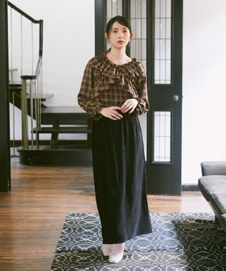 earth music&ecology シャイニーベロアスカート Black