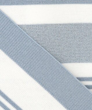 J.PRESS LADIES L 【洗える】Cotton Acetate パネルボーダー プルオーバー ニット ブルー系1