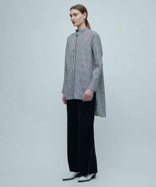 BEIGE， BAILLEUL / ロングシャツ Navy Stripe