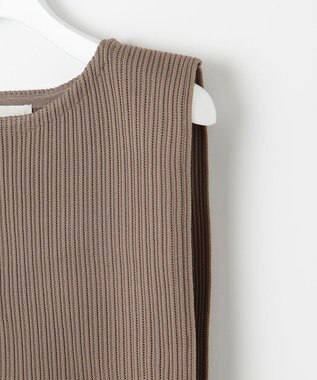 自由区 L 【洗える】リブストレッチ ベスト モカ