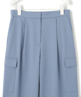 ICB 【UVカット・吸水速乾・洗える】シェルタリングドライサテン  ワイドストレートカーゴパンツ ブルー系