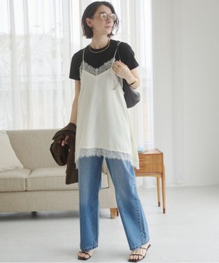 WEGO 【ANGIE VINTAGE/SMLサイズ展開】ワイドストレートデニムパンツ ブルー