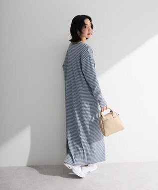 Green Parks ヘンリーネックワンピース Border Blue