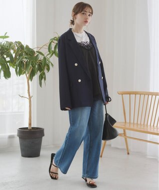 WEGO 【ANGIE VINTAGE/SMLサイズ展開】ワイドストレートデニムパンツ ブルー