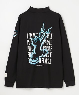 PW CIRCULUS 【吸水速乾 /  UV遮蔽率99.9% UVカット / ストレッチ】【MEN】アニマルグラフィックロングスリーブモックT  ゴルフ ブラック系