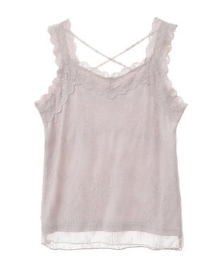 earth music&ecology 総レースキャミソール Pink Beige
