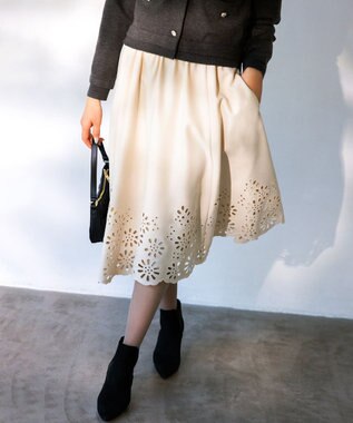 組曲 L ウォームレース スカート ベージュ系