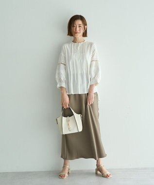 YECCA VECCA レース切替スキッパーブラウス Off White