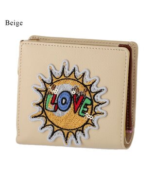 tsumori chisato CARRY ラブワッペン 2つ折り財布 ミニ財布 ベージュ
